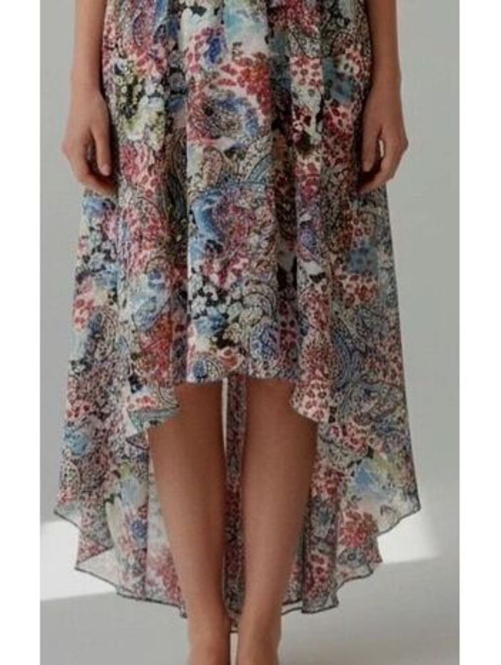 Colorful Paisley & Floral Mix Asymmetric High-Low Tunic